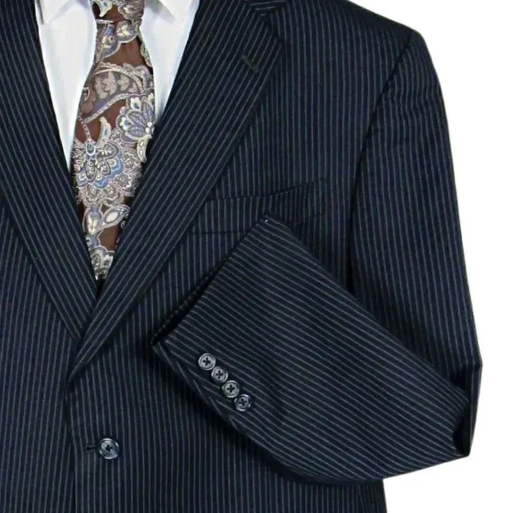 Suit Jacket Hart Schaffner Marx for Dillard's Vintage Pinstripe Blue Mens Sz 44R
